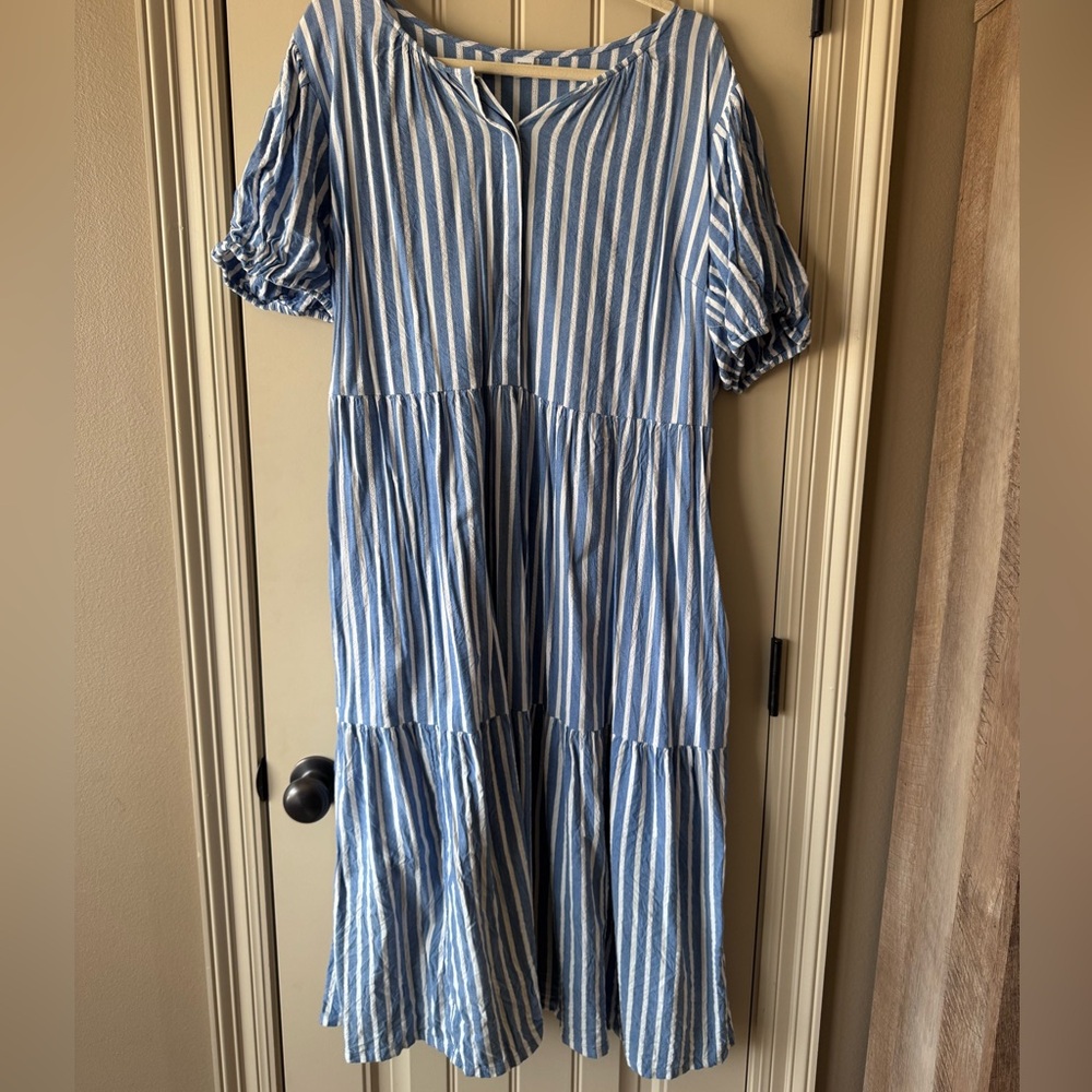 Old Navy Blue and White Striped Maxi